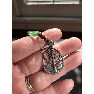 Tree of Life Medallion Stone Necklace Vintage Artisan Jewelry Woman Teen Gift